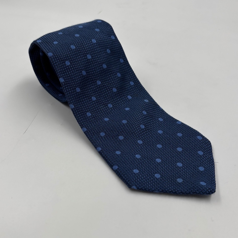 Brooks Brothers Makers Men's 56"‎ Navy Polka Dot Silk Hand Made USA Tie
